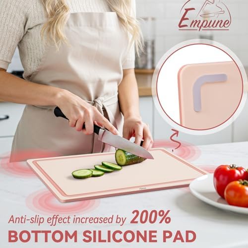 Empune 3-Piece Plastic Cutting Boards for Kitchen - Thick & Non-Slip