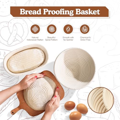 Sourdough Starter Kit,9''Round Proofing Basket,36oz Sourdough Starter