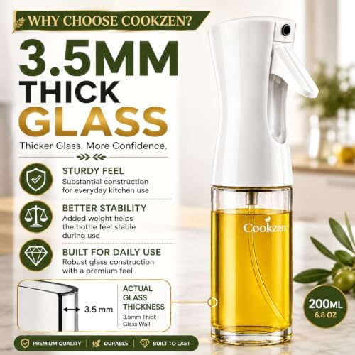 Oil Sprayer for Cooking, 200ml Glass, 3.5mm Thick