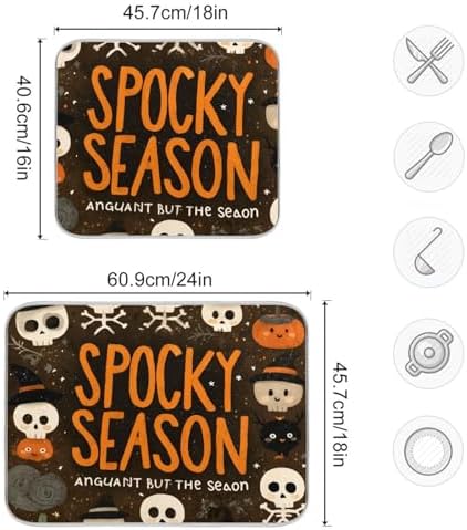 OTVEE Halloween Skeleton Joy Dish Drying Mat for Kitchen Counter