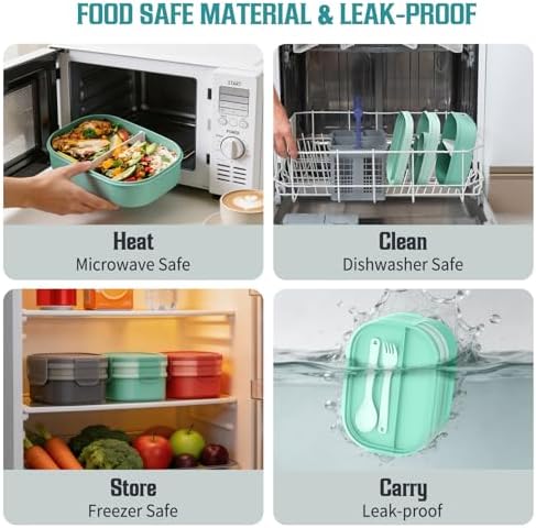 RIKDOKEN Bento Lunch Box, Stackable 2 Layers Containers with