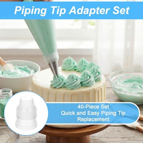 40 PCS Piping Bag Couplers for Icing Nozzles, Plastic Standard Coupler