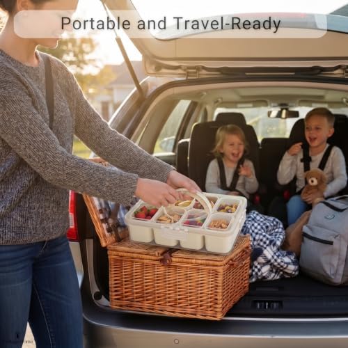 Snackle Box Container with 8 Compartments & Individual Lids – Divided