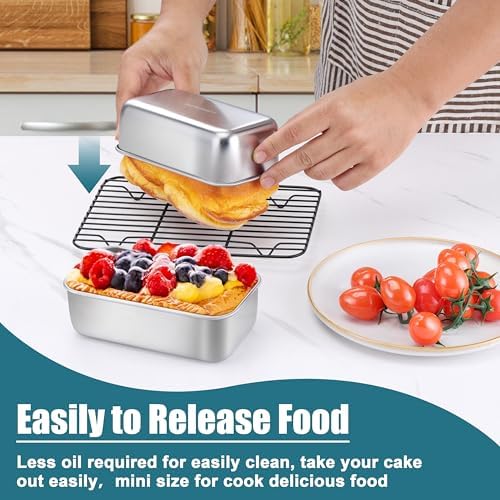 P&P CHEF Stainless Steel Mini Bread Loaf Pans, 6.3 x 3.5 Inch