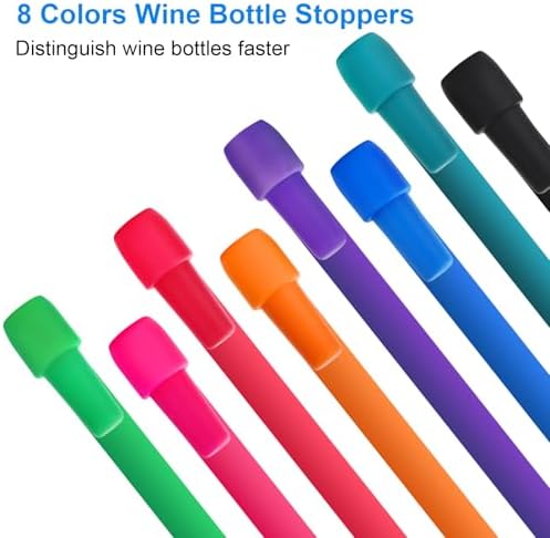 8 Pack Silicone Wine Stoppers, by Brusoon (Multicolor)