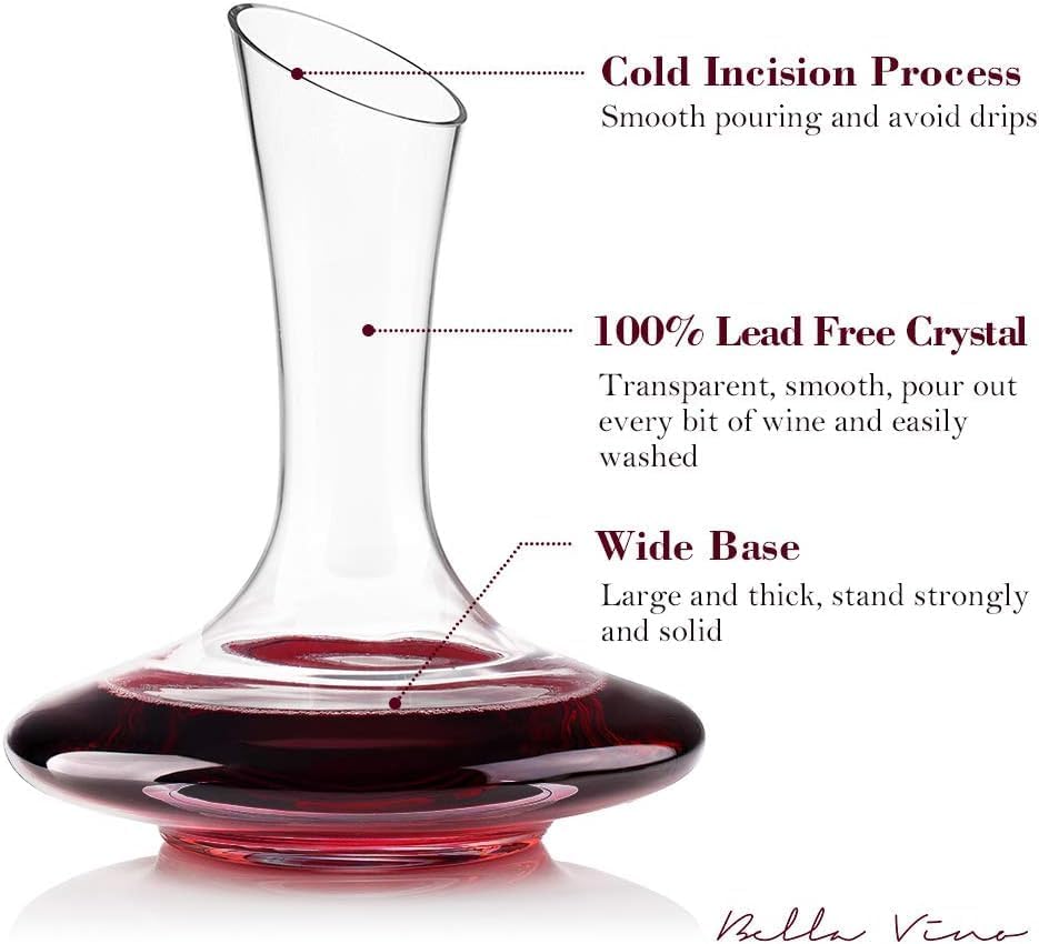 Large Elegant Red Wine Decanter with Aerator Pourer, 1600ml. - Hand