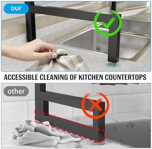 SNSLXH 4-Basket 2-Tier Over-Sink Dish Drying Rack, 26.57"-35"