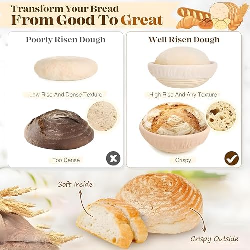 Complete Sourdough Starter Kit with Banneton Bread Proofing Baskets