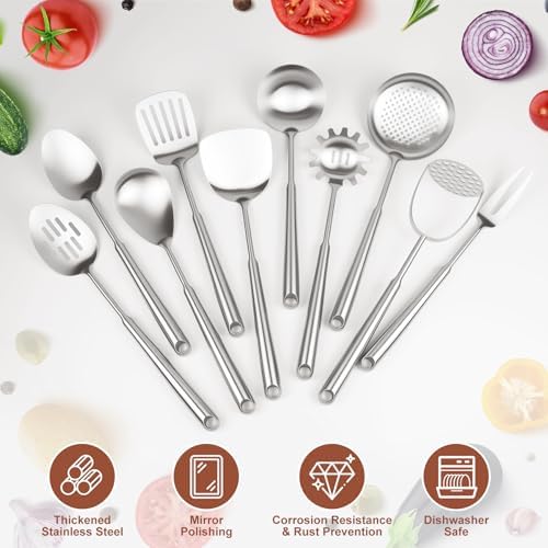 10-Piece 304 Stainless Steel Cooking Utensil Set