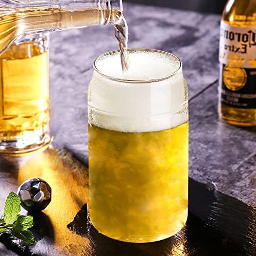 WISIMMALL Drinking Glasses with Bamboo Lids and Glass Straw 2PCS Set