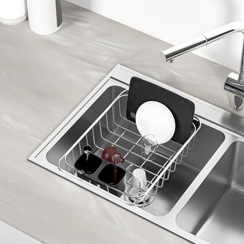 SANNO Dish Rack Utensil Holder, Hanging Cutlery Drainer Caddy with