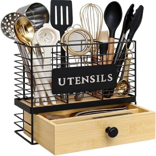 THYGIFTREE Kitchen Utensil Holder for Countertop, 2-in-1 Utensil