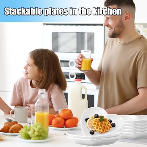 Ceramic Plates, 8 Pack Ceramic Dinner Plates Heart Dishes, Dessert