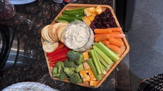 Bamboo 4 Pack Serving Trays for Party Large One with Handle