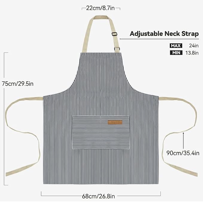 NLUS 2 Pack Kitchen Cooking Aprons, Adjustable Bib Soft Chef Apron - Image 2