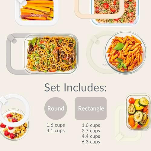 Bentgo Glass Food Storage Containers with Lids, 12 Piece Set