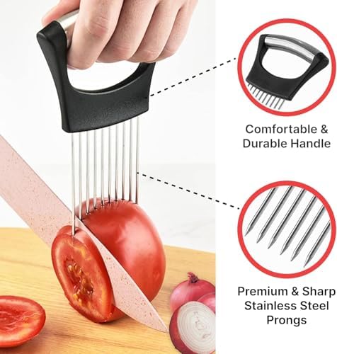 2Pcs Stainless Steel Onion Holder for Slicing, Onion Slicer Holder