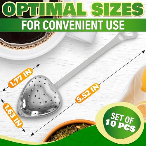 10 Pcs Heart Tea Infuser, 5.52 In, Stainless Steel Steeper