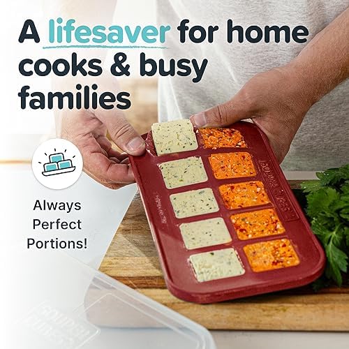 Souper Cubes 2 Tbsp Silicone Freezer Molds with Lids, Cranberry