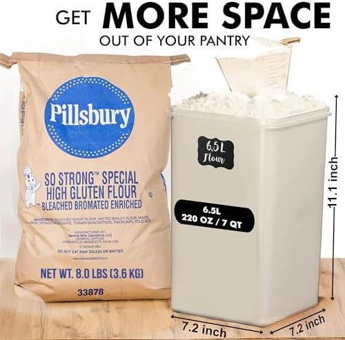 2 PC 7 Qt Flour Storage Containers with Airtight Lids