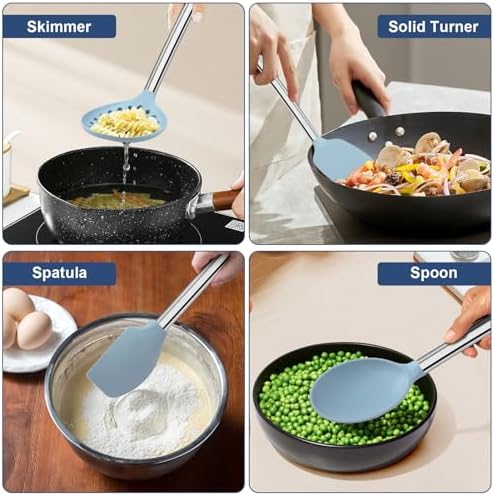 Vayvnt 8-Piece Silicone Kitchen Utensils Set, Blue