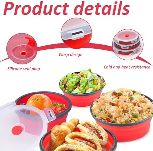 4Pcs Collapsible Bowls 5/6/7/8 Inch Round Silicone Collapsible Bowls