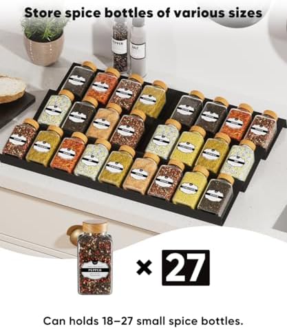 Spice Drawer Organizer, Spice Rack Tray for Kitchen Cabinet