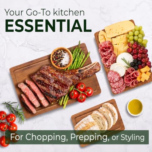 Bamboo Cutting Board Set of 3 Cutting Boards for Kitchen | Wooden