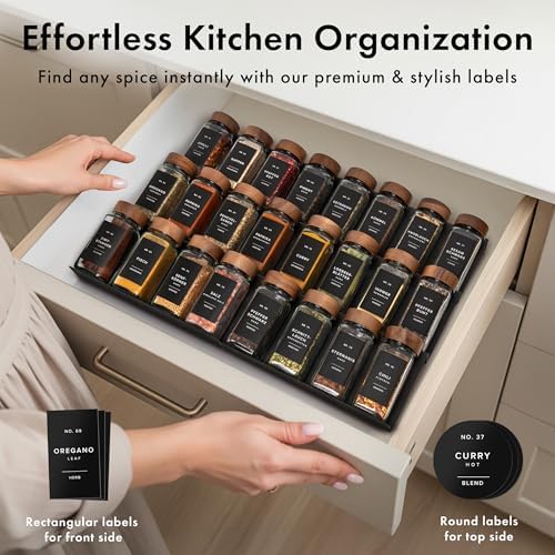 EDELHAUS 24x Glass Spice Jars with Acacia Wooden Lids