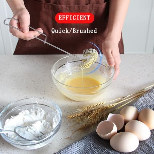 3 Pack Stainless Steel Egg Whisk Versatile Easy Whisk Hand Push Rotary