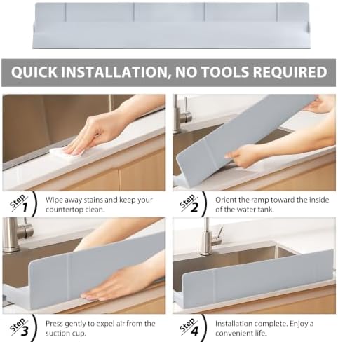 Full-Coverage Sink Splash Guard, Grey, 27.6"x4.7"x2.8"