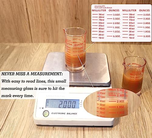 Ackers 3oz/90ml Glass Measuring Cup – Shot Glass with Double