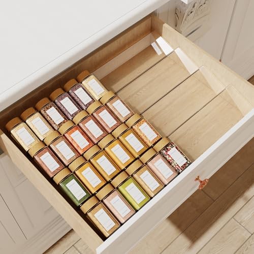 Jadehom Spice Drawer Organizer, 4 Tier Clear Acrylic Expandable From