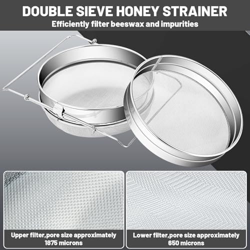 2 Sets Honey Strainer Stainless Steel Double Sieve Honey Filter