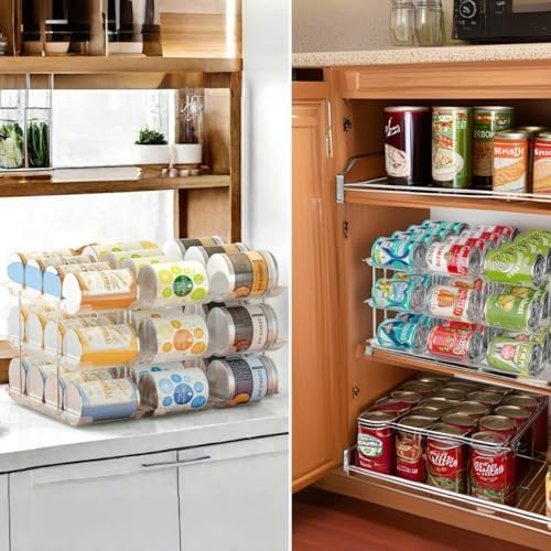 Can Organizer for Pantry, 3 Tier Rolling Can Storage Organizer Pantry