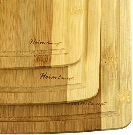 Heim Concept Organic Bamboo Cutting Boards 3PC Set, Various Convenient