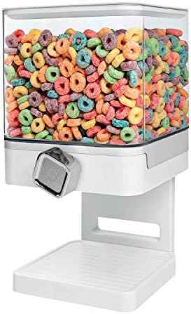 Zevro Compact Dry Food Dispenser, Single Control, White/Chrome