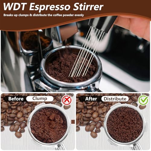 7 PCS Espresso Accessories,WDT Tool Espresso Machine Tamper Tools