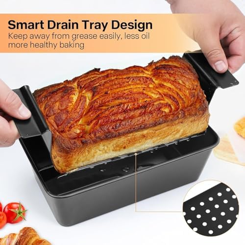 Meatloaf Pan with Drain Tray, 2 Pack Meat Loaf Pan with Drip Tray