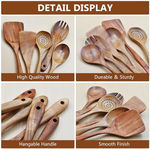 Wooden Spoon Set-6 Piece Wooden Cutlery-Daily Wooden Cutlery Cooking