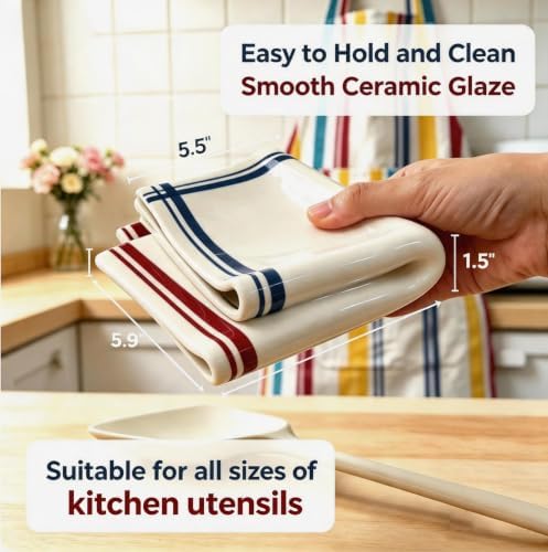 Ceramic Stove Top Spoon Rest, Towel Shaped Kitchen Counter Utensil