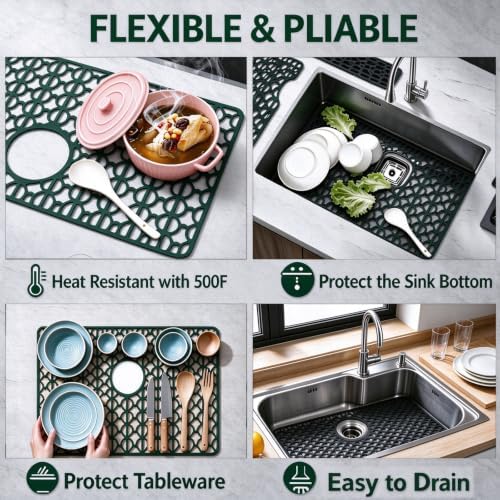 26x14 Black Silicone Kitchen Sink Protector Mat