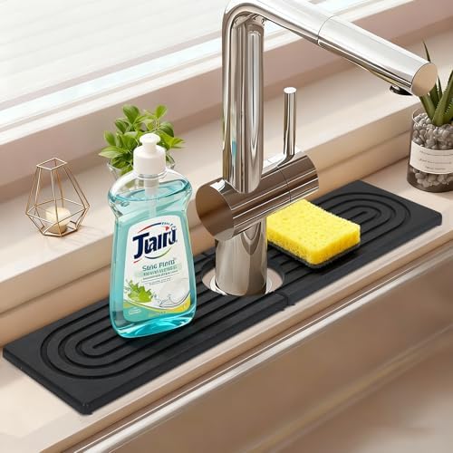 Fast Drying Stone Faucet Mat for Kitchen Sink with Raised Feet, Quick
