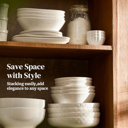 DOWAN Pasta Bowls Set of 4 for Large Portions, 54 oz Textured Motif