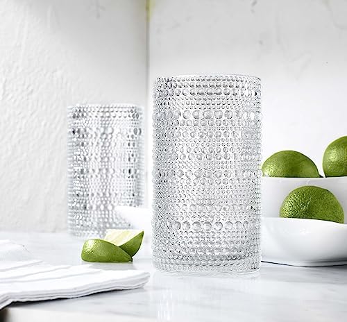 Glaver's Hobnail Drinking Glasses, Set of 4 Clear Vintage Beaded Glass