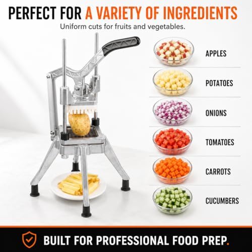 Commercial Vegetable Fruit Chopper W/6-Wedge Slicer&1/4″&3/8″&1/2" Blade Professional Food Dicer French Fry Cutter Onion Slicer Stainless Steel For Tomato Peppers Potato Mushroom