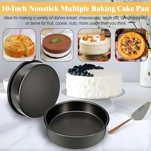 10 Inch Cake Pan, 2PCS Nonstick Round Cake Pans with 60PCS Parchment
