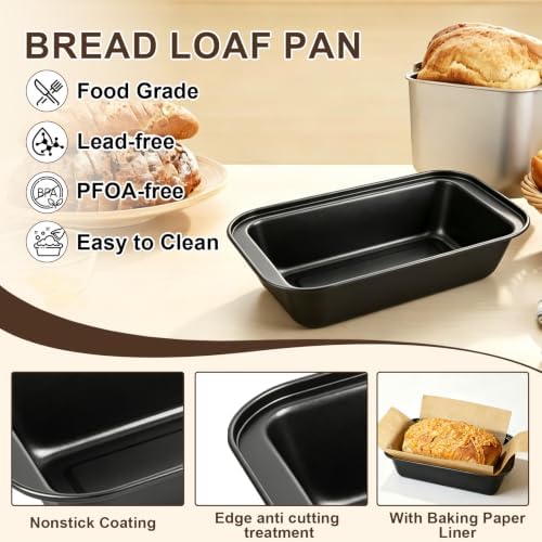 3 Pack Nonstick Loaf Pan Set with 100 Parchment Liners