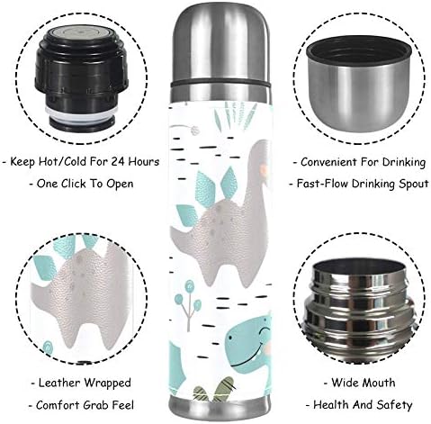 Stainless Steel Leather Vacuum Insulated Mug Dinosaur Baby Boy Thermos