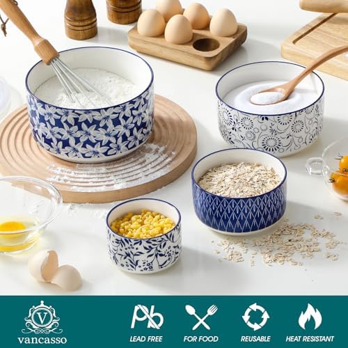 vancasso Ceramic Mixing Bowls with Lids Set of 4 Bundles Ceramic Spoon